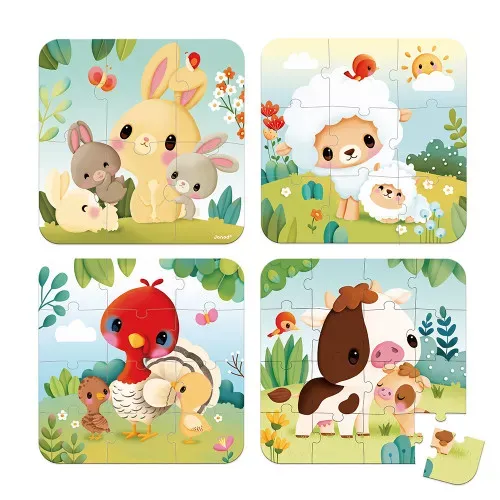 SET 4 PUZLES EVOLUTIVOS - ANIMALES DE GRANJA - Imagen 3