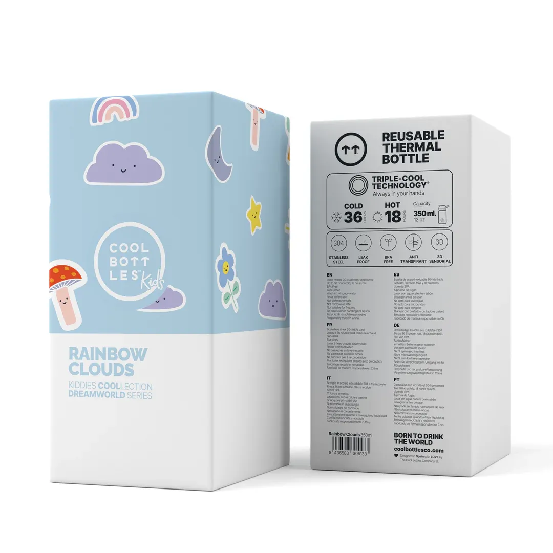 Botella térmica Kiddie - Rainbow Clouds 350ml - Imagen 2