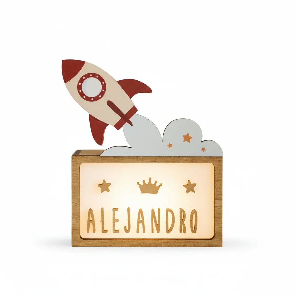 Lámpara pequeña Cohete con kit de letras